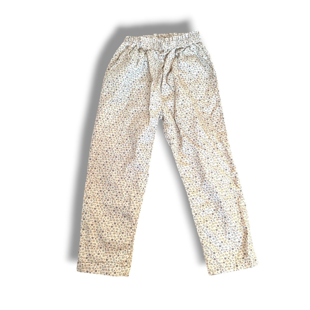 Early Sunday Floral Pants Girls 6Y Cream Cotton Elastic Waist Boho Straight Leg
